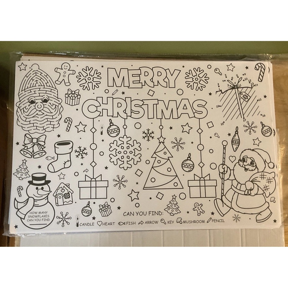 Lot Of 50 Christmas Activity Place‎ Mats, Disposable, Gift Boutique